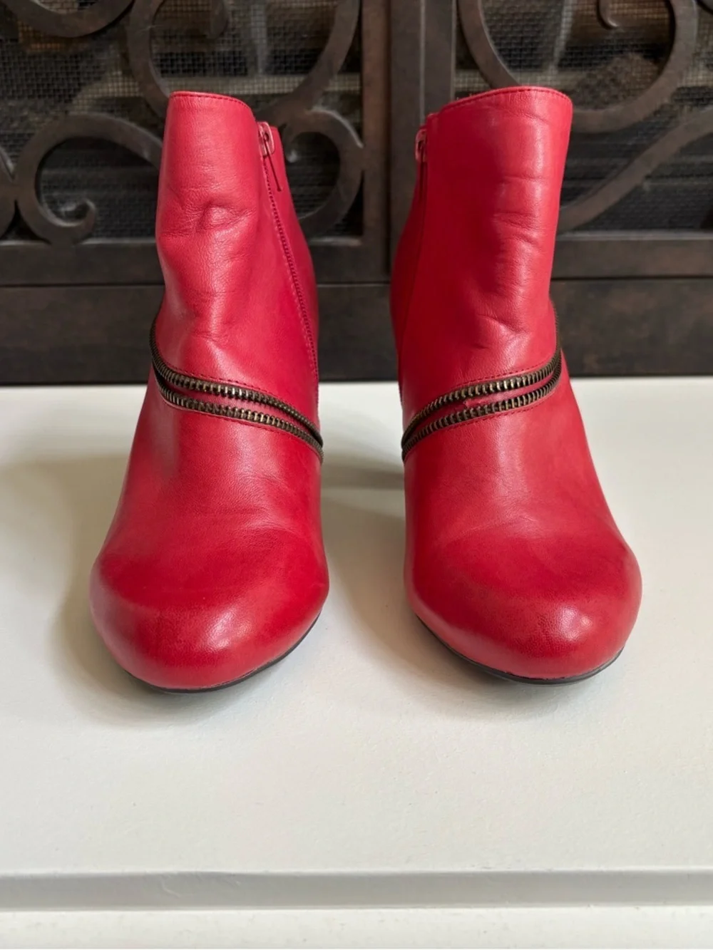 Miz Mooz Flirt Leather Zip Detail Booties 8.5